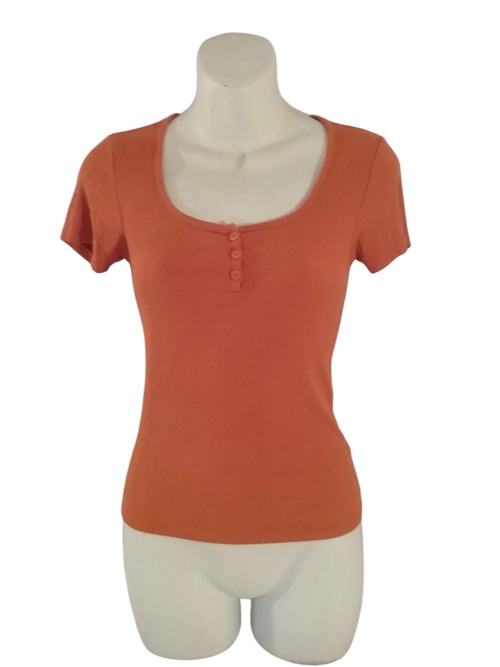 Active USA Women's Henley T Shirt Top in Orange Size medium